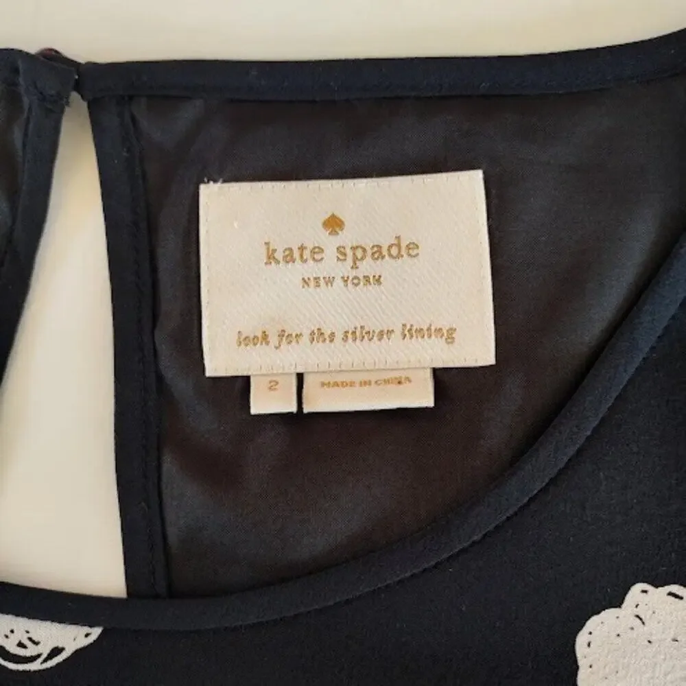 KATE SPADE | Polka Dot Black And Cream Silk Mini Shift Dress Mod Indie Twee 2